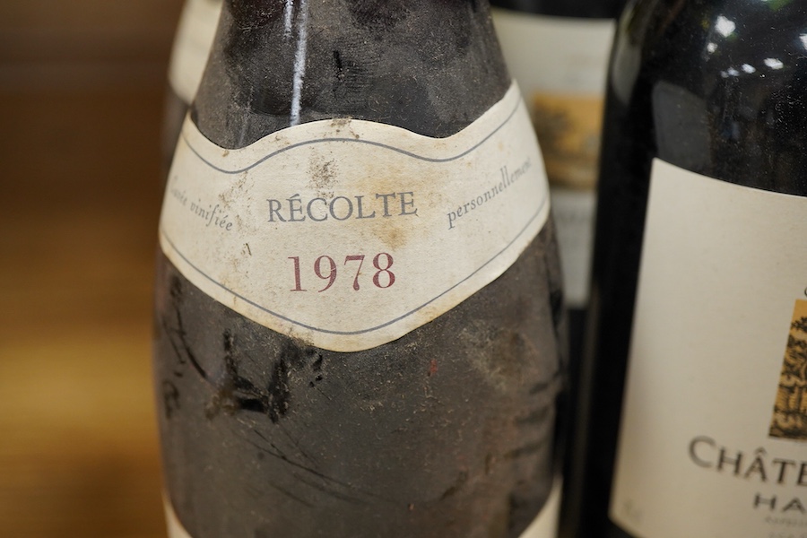 Eight bottles of wine; Chateau d’Agassac 1999, four bottles, Puligny-Montrachet 2002, two bottles, Côtes du Rhône 1978, two bottles